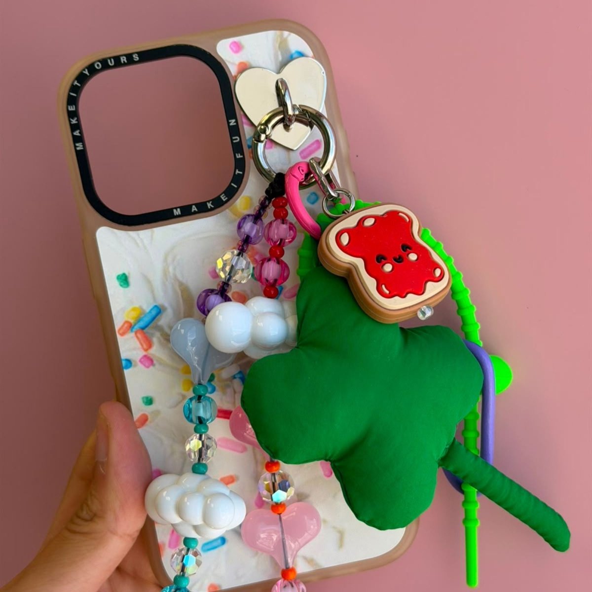 Jam toast phone charm phone charms that clip on case colorful phone accessories Build A Caze