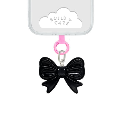 Black jelly bow phone charm cell phone charm glossy lacquered Build A Caze