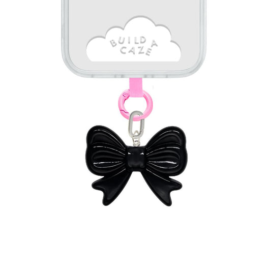 Black jelly bow phone charm cell phone charm glossy lacquered Build A Caze