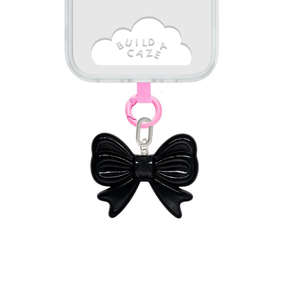 Black jelly bow phone charm cell phone charm glossy lacquered Build A Caze
