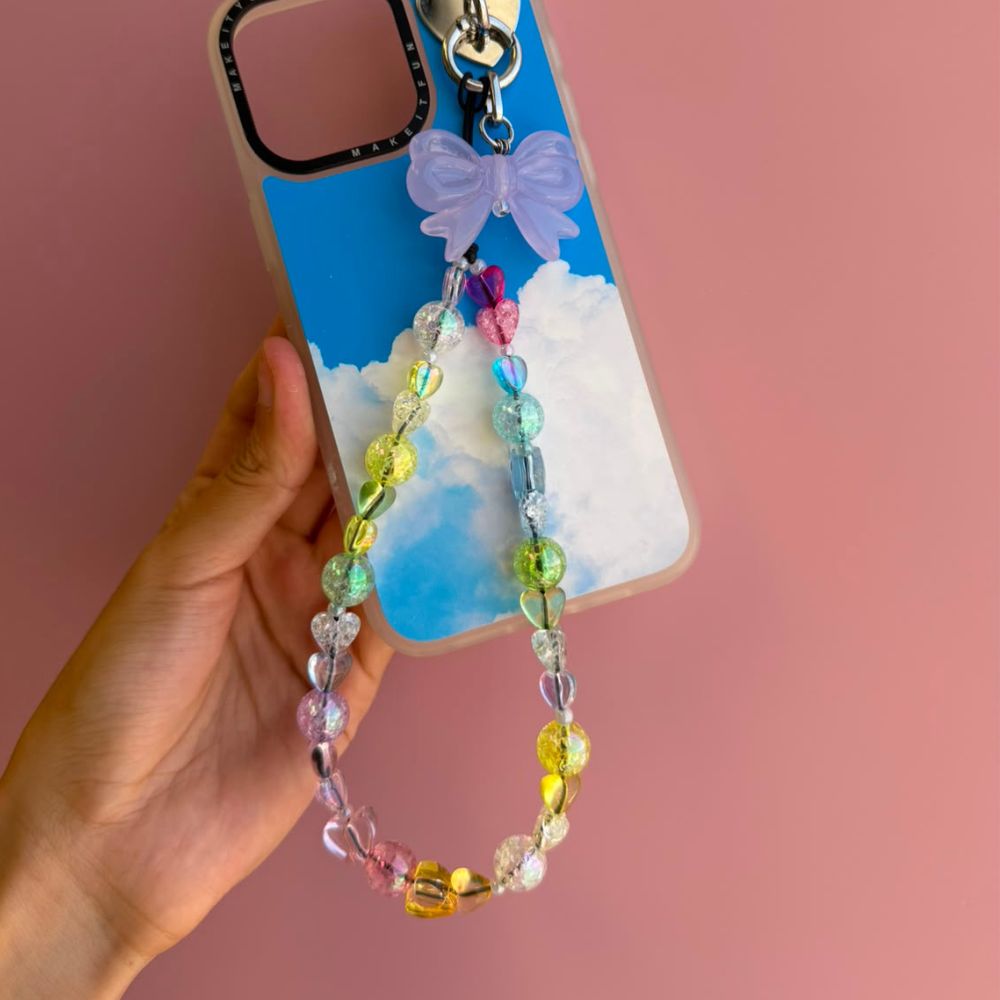 Rainbow crystal beaded phone wrist strap beaded phone wrist strap colorful Build A Caze
