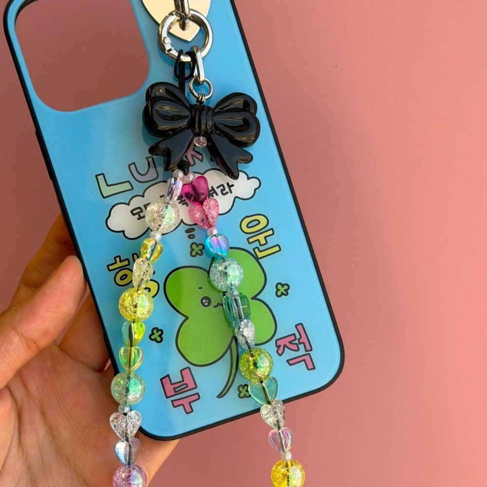 Colorful beaded phone wrist strap cute phone accessories rainbow crystal Build A Caze