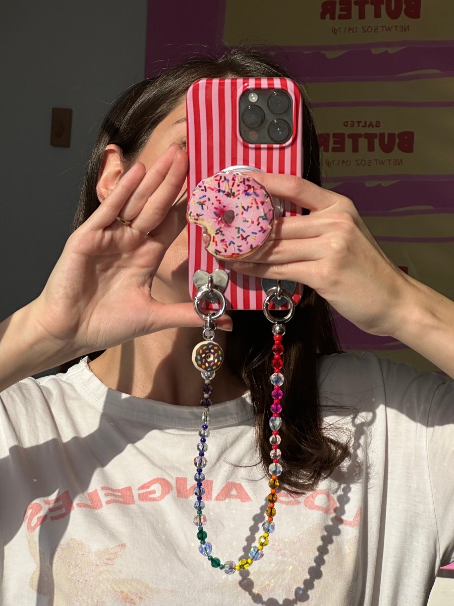Apple-inspired bitten bread slice MagSafe pop holder, cute food-themed magnetic pop socket and phone grip accessory.