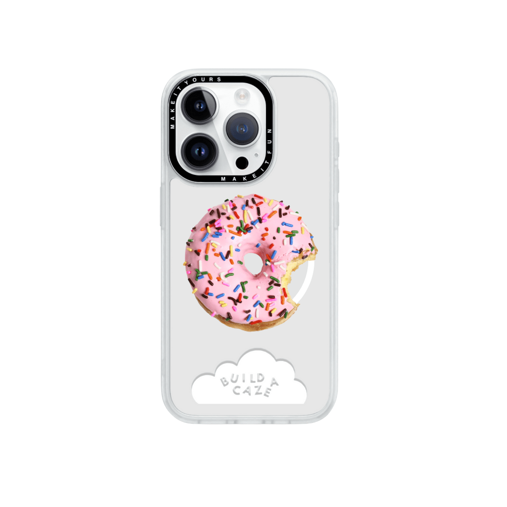 Just a Bite pink sprinkle donut MagSafe pop holder, cute sweet treat magnetic pop socket and phone grip accessory.