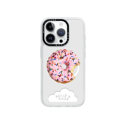 Just a Bite pink sprinkle donut MagSafe pop holder, cute sweet treat magnetic pop socket and phone grip accessory.