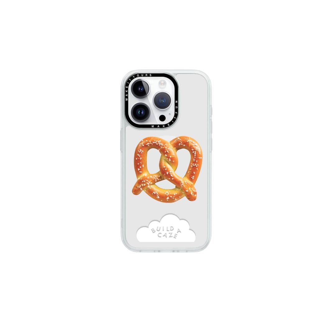 Knotty Pretzel MagSafe pop holder, realistic beige and brown pretzel shaped magnetic pop socket and fidget phone grip accessory.