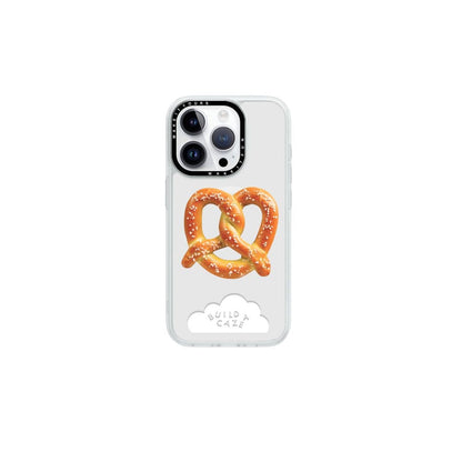 Knotty Pretzel MagSafe pop holder, realistic beige and brown pretzel shaped magnetic pop socket and fidget phone grip accessory.