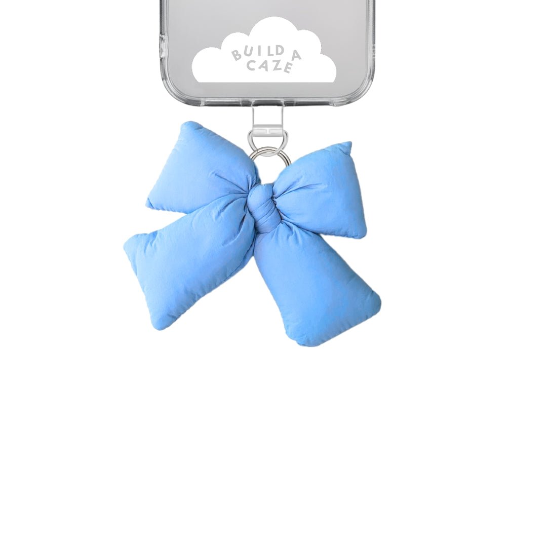 Blue Puffy Knot Bow soft handmade plush ribbon charm aesthetic keychain for women Build A Caze