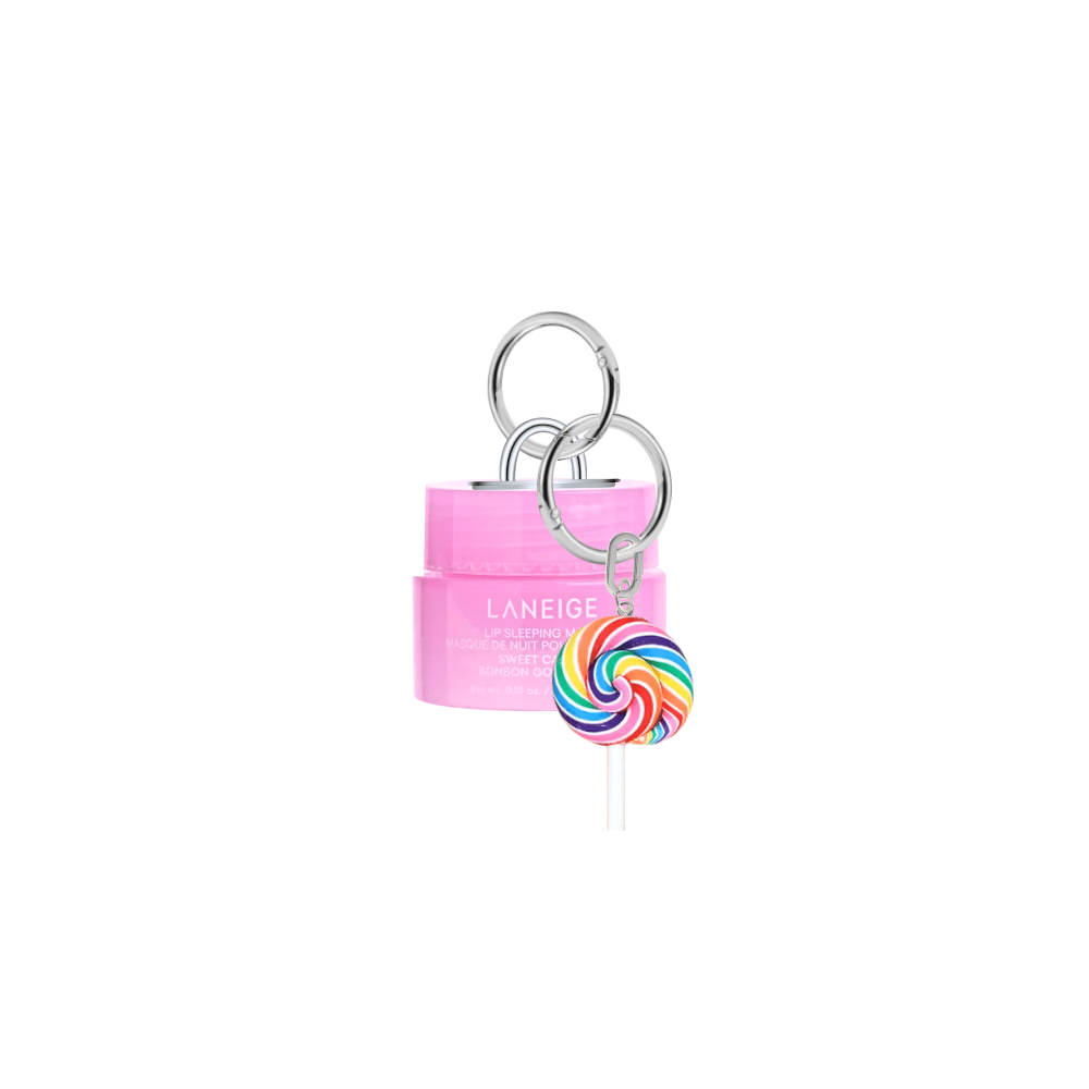LANEIGE Berry Mini Lipgloss Keychain, moisturizing lip balm charm for phone cases and bags, berry scented mobile accessory, cute lip gloss attachment for trendy phone styling.