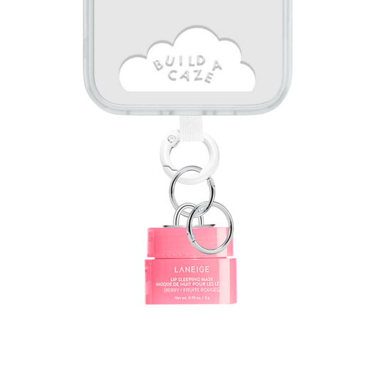 Laneige Mini Lip Gloss Charmie, adorable moisturizing lip balm keychain for phone cases and bags, K-beauty inspired mobile accessory, soft pink lip treatment charm.