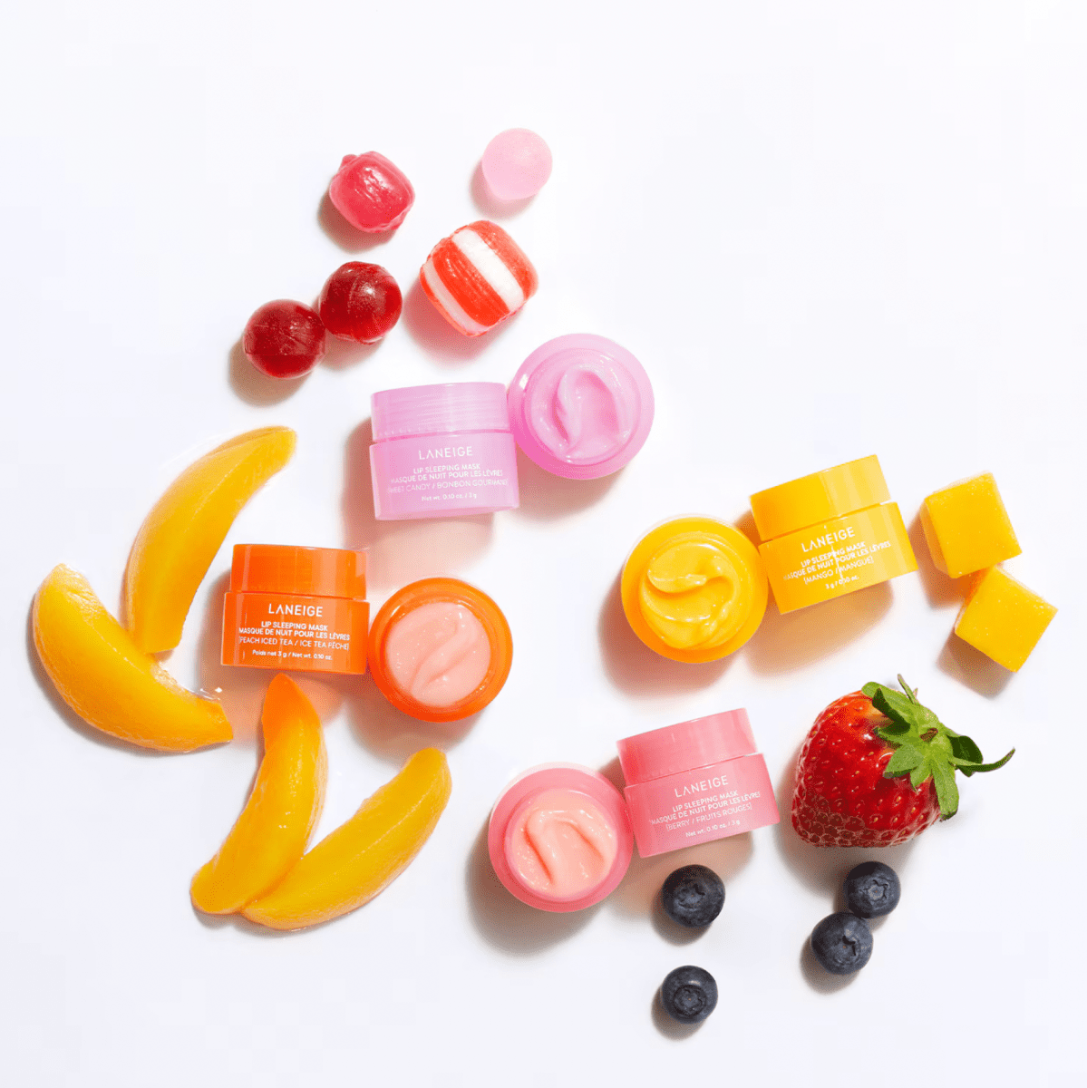 Laneige mini lip gloss charm keychain, cute hydrating lip balm phone case accessory, aesthetic mobile charm for bags and purses, portable lip care attachment, trendy pink beauty accessory for smartphone cases.