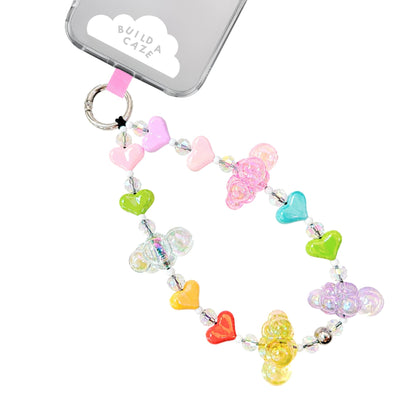 Pastel heart beaded phone strap cell phone lanyard Build A Caze