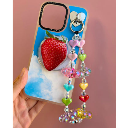 Pastel heart beaded phone strap red charm phone strap crossbody Build A Caze