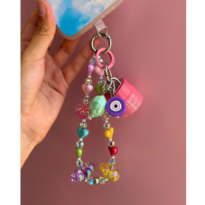 Pastel beaded phone strap evil eye charm cute phone wrist strap for women Build A Caze