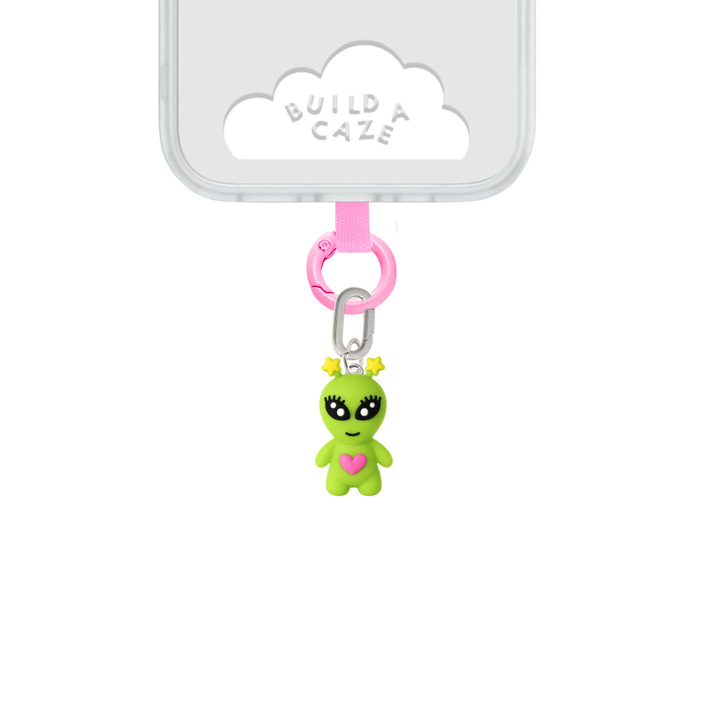 Green alien cell phone charm phone accessory charm design Build A Caze