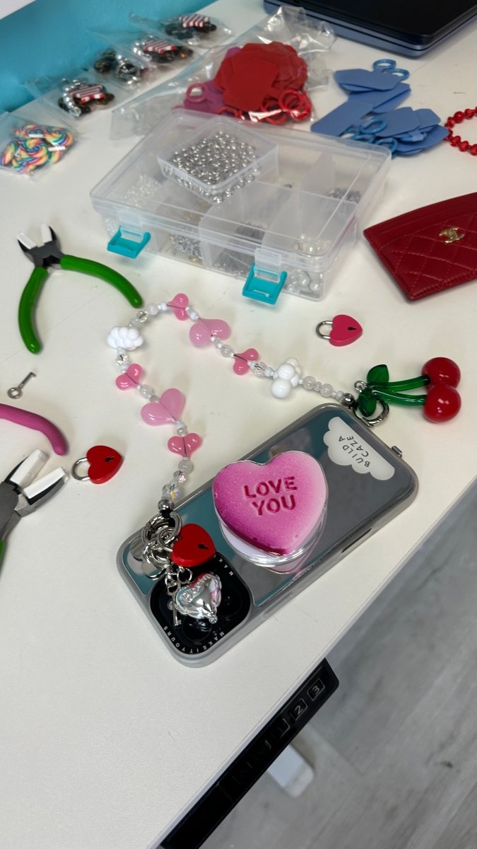 Pink candy heart MagSafe pop holder with "Text Me" message, cute sweetheart inspired magnetic pop socket and phone grip accessory.