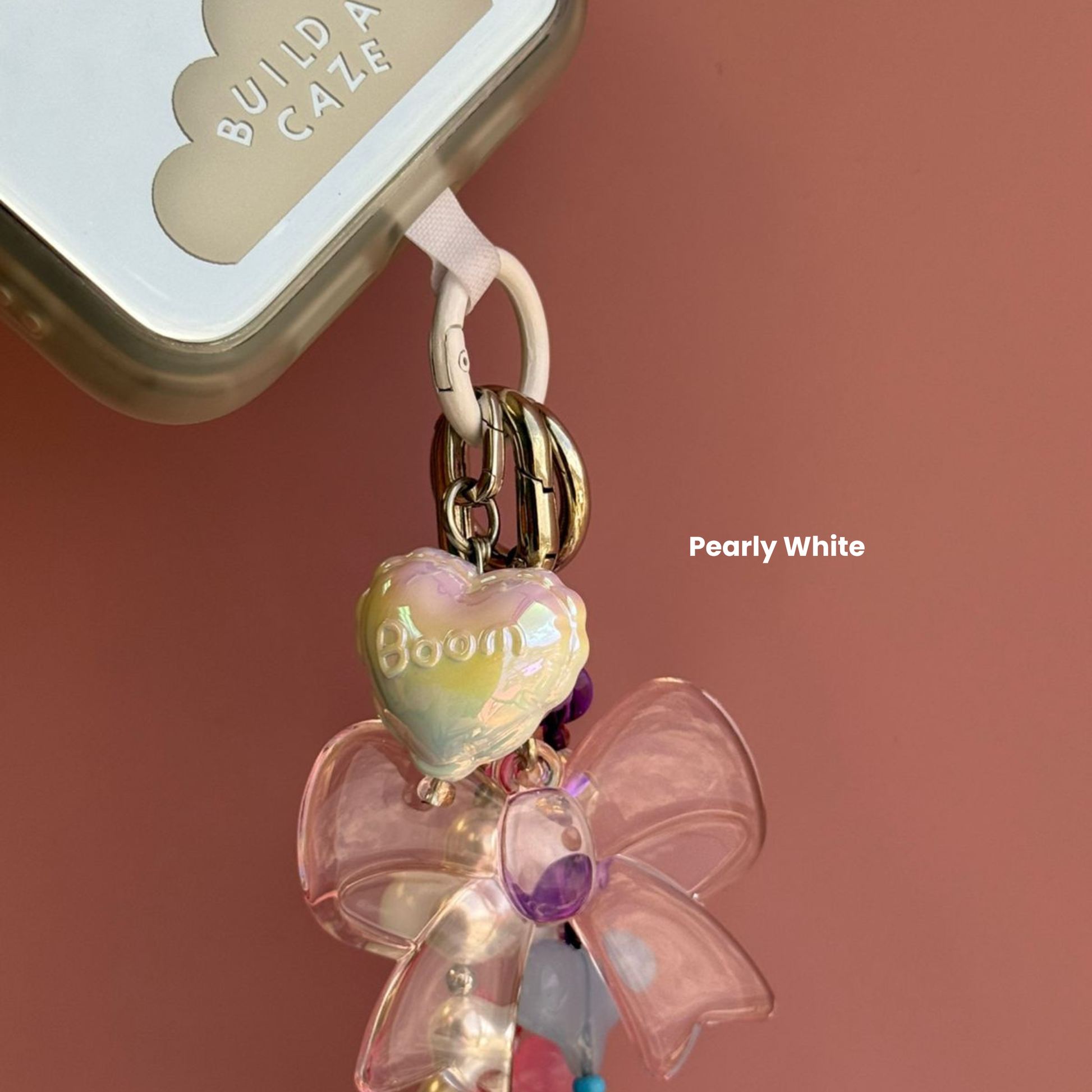 Pearly White 2.0 Pastel Hot Love Balloon Charmie Phone Charm dangly accessory attached to a phone - Build A Caze