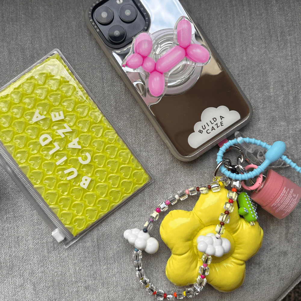 Yellow Flower Power Puffy Keychain