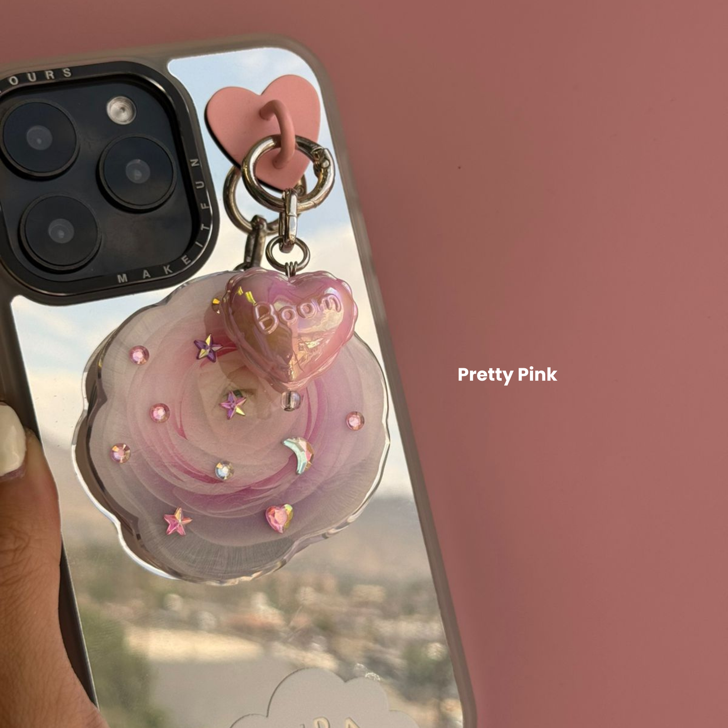 Pretty Pink 2.0 Pastel Hot Love Balloon Charmie Phone Charm dangly accessory attached to a phone - Build A Caze