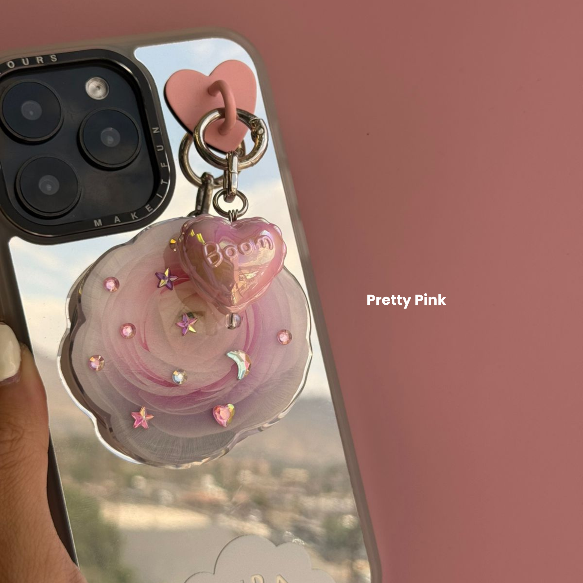 Pretty Pink 2.0 Pastel Hot Love Balloon Charmie Phone Charm dangly accessory attached to a phone - Build A Caze