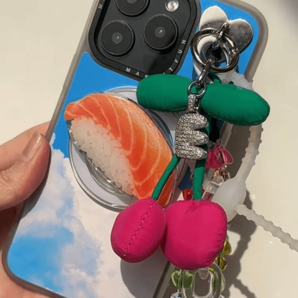 Puffy Cherries cherry cute keychain matching set Build A Caze