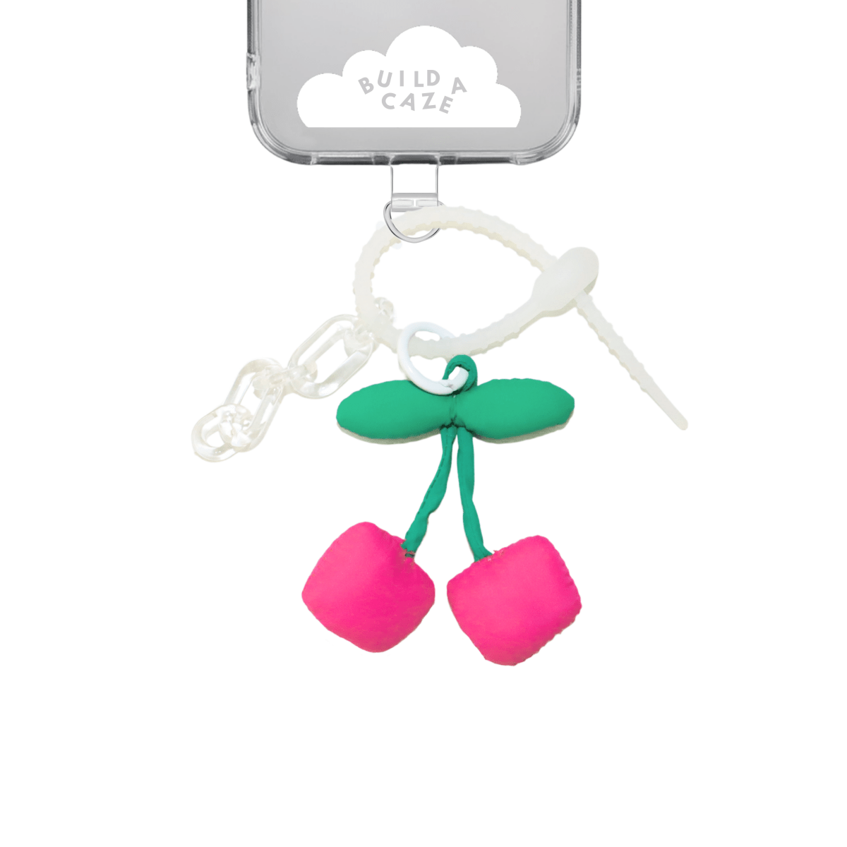 Puffy Cherries fabric aesthetic keychain phone accessory Build A Caze
