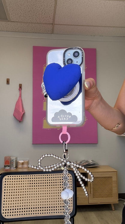 Puffy heart MagSafe pop holder, cute pink 3D heart magnetic pop socket and phone grip accessory.