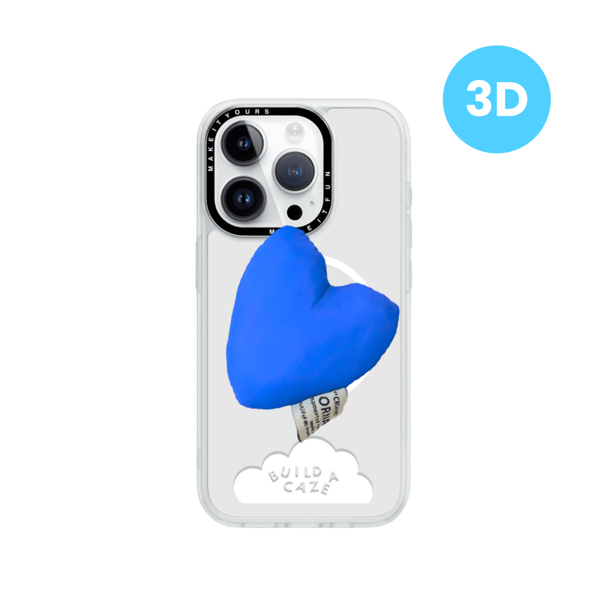Blue 3D puffy heart MagSafe pop holder, cute coquette magnetic pop socket and phone grip accessory.
