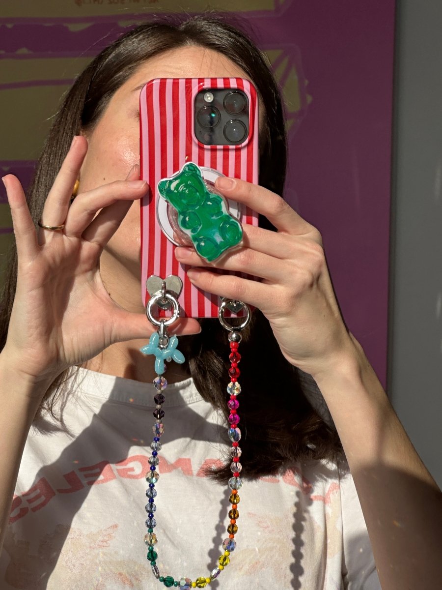 Phone lanyard a vibrant rainbow of translucent beads beaded Build A Caze
