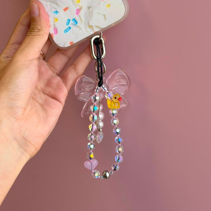 Beaded phone strap yellow duck charm phone strap Build A Caze