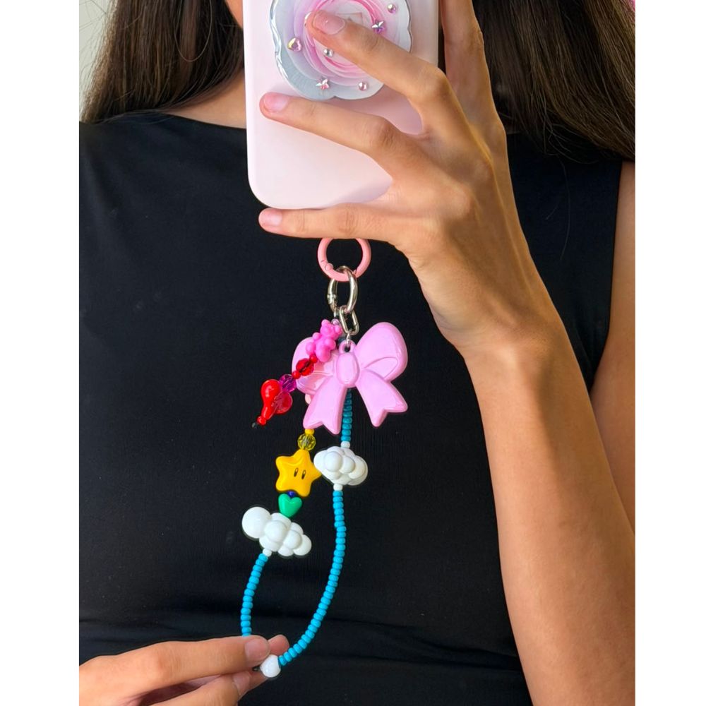 Rainbow beaded phone wrist strap star cloud charms cute phone wrist strap for women Build A Caze