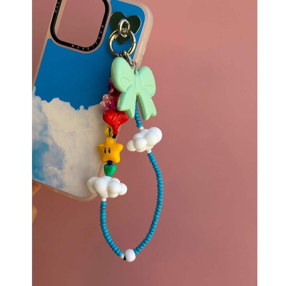 Colorful beaded phone wrist strap bow charm phone strap crossbody Build A Caze