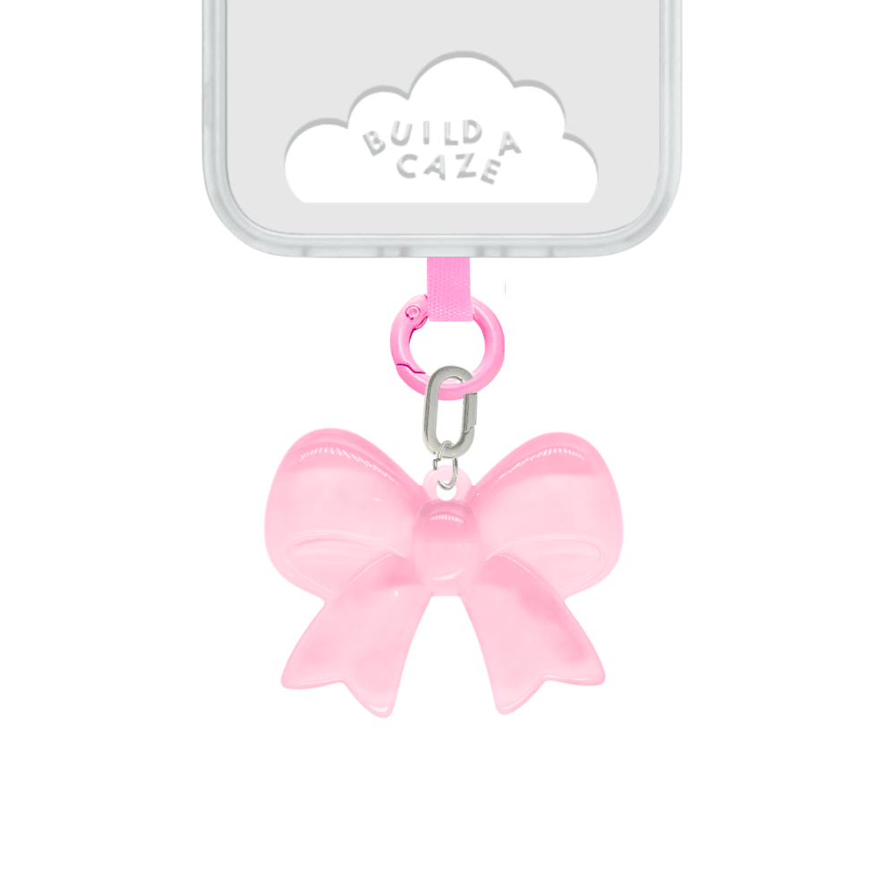 Pink jelly bow cell phone charm phone accessory charm translucent Build A Caze