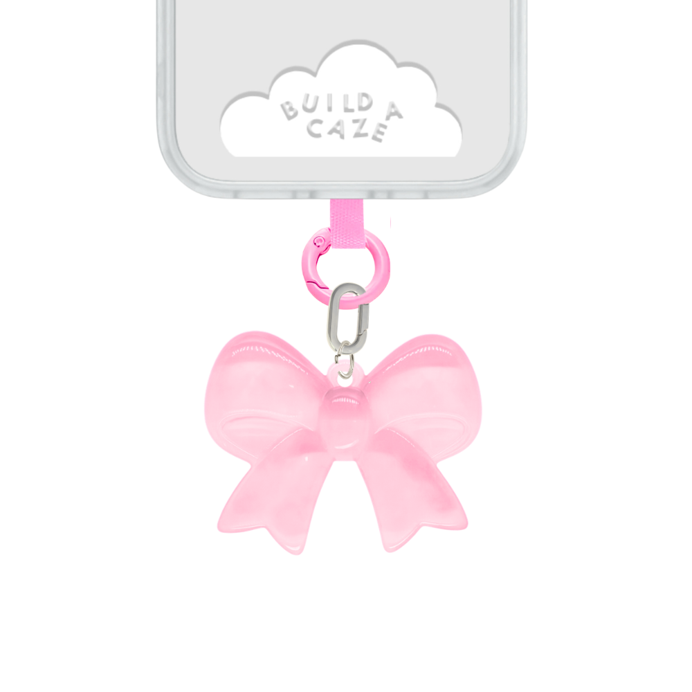 Pink jelly bow cell phone charm phone accessory charm translucent Build A Caze