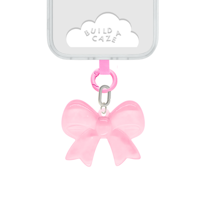 Pink jelly bow cell phone charm phone accessory charm translucent Build A Caze