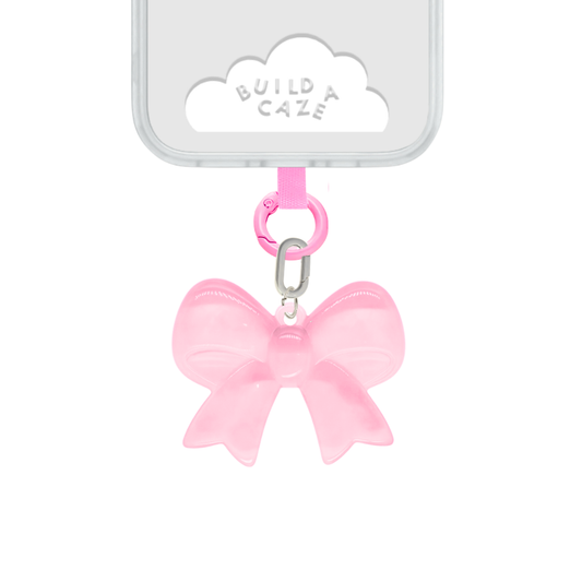 Pink jelly bow cell phone charm phone accessory charm translucent Build A Caze