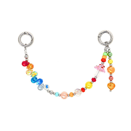 Rainbow multicolor beaded phone strap star charm cell phone lanyard Build A Caze