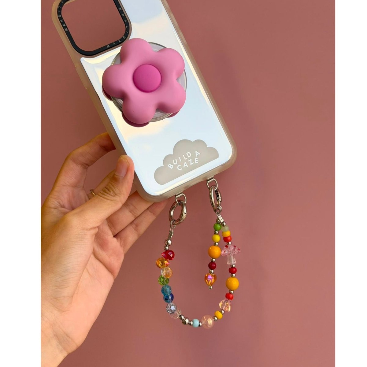 Rainbow multicolor beaded phone strap beaded phone wrist strap Build A Caze