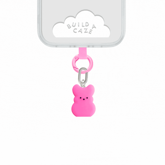 cute charm in the shape of a candy bunny, peeps style. build a caze charm