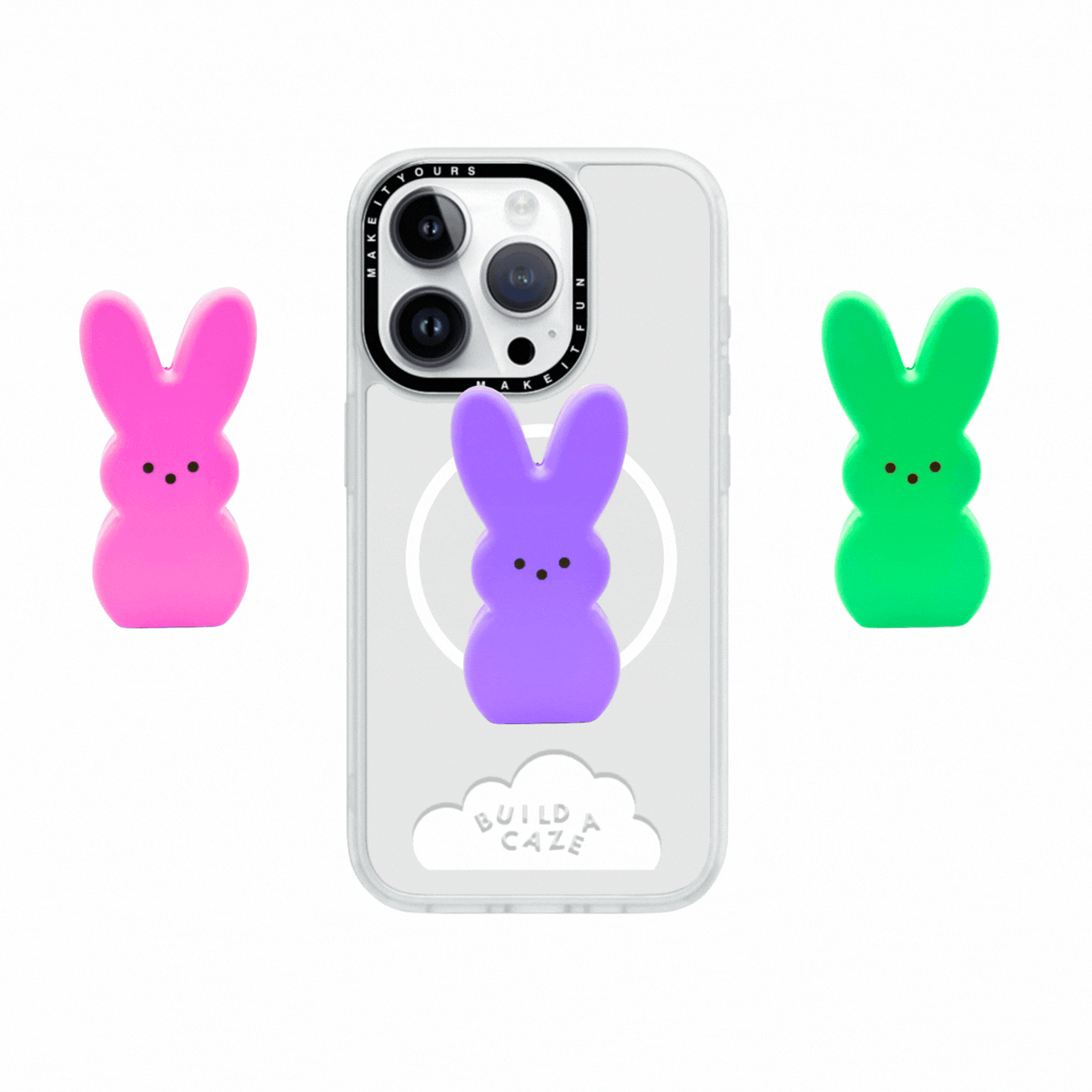 bunny magsafe pop holders, cute candy bunny inspired magnetic pop sockets.