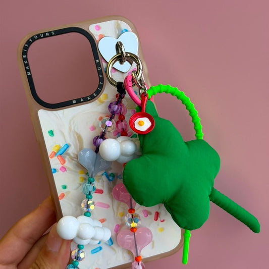 Red frying pan fried egg phone charm phone charms that clip on case Build A Caze