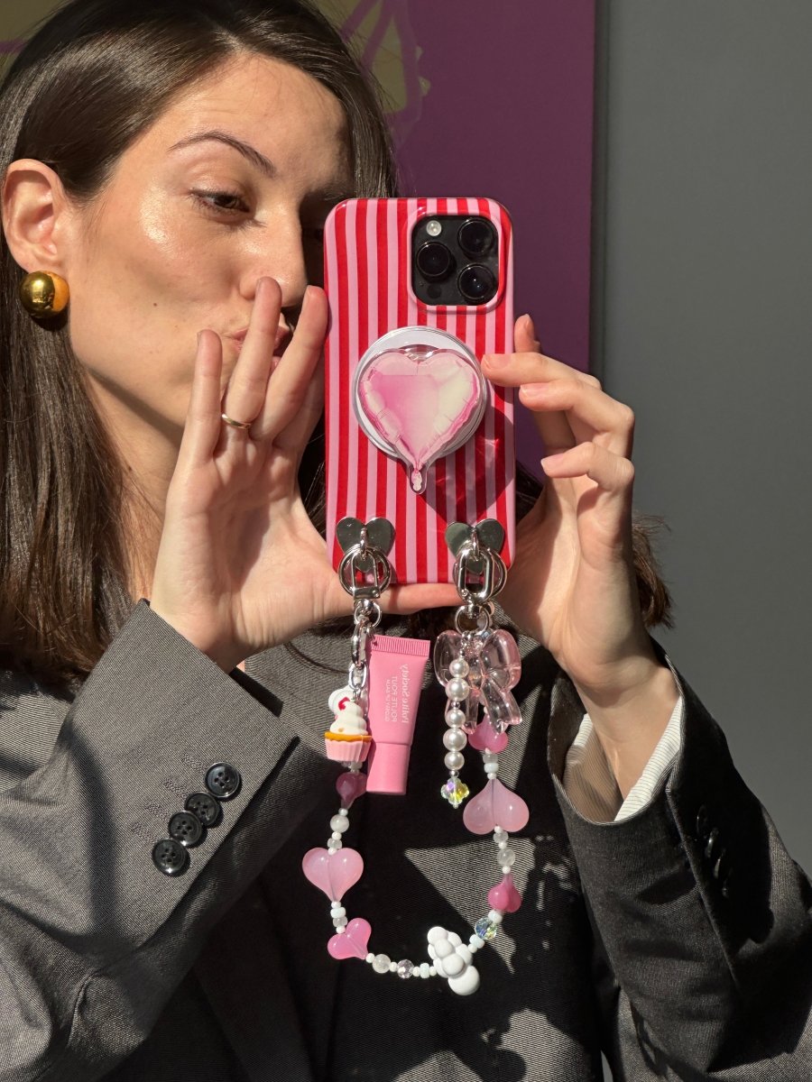 Heart You Balloon pink heart-shaped MagSafe pop holder, cute romantic magnetic pop socket and phone grip accessory.