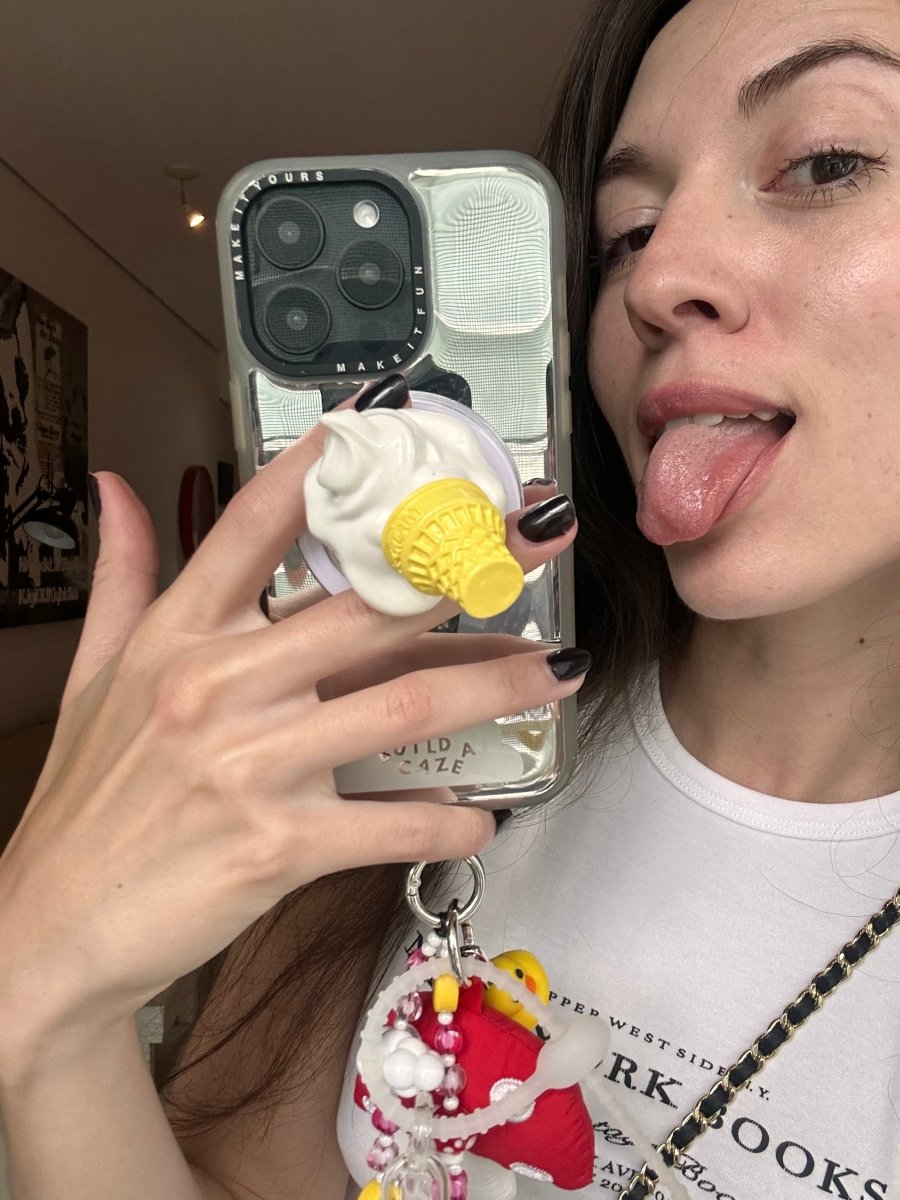Whoopsie Ice Cream pop grippy, cute melting ice cream cone MagSafe pop holder, fun 3D food themed magnetic pop socket and phone grip accessory.