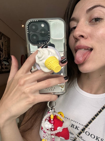 Whoopsie Ice Cream pop grippy, cute melting ice cream cone MagSafe pop holder, fun 3D food themed magnetic pop socket and phone grip accessory.