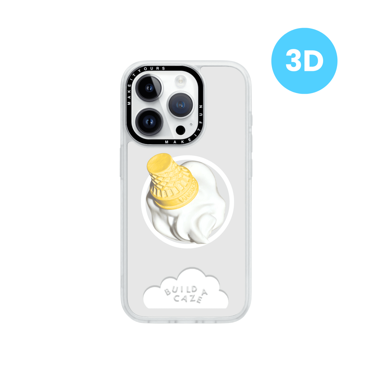 Whoopsie ice cream pop grippy, beige and white melted ice cream scoop MagSafe pop holder, cute food themed magnetic pop socket and phone grip accessory.
