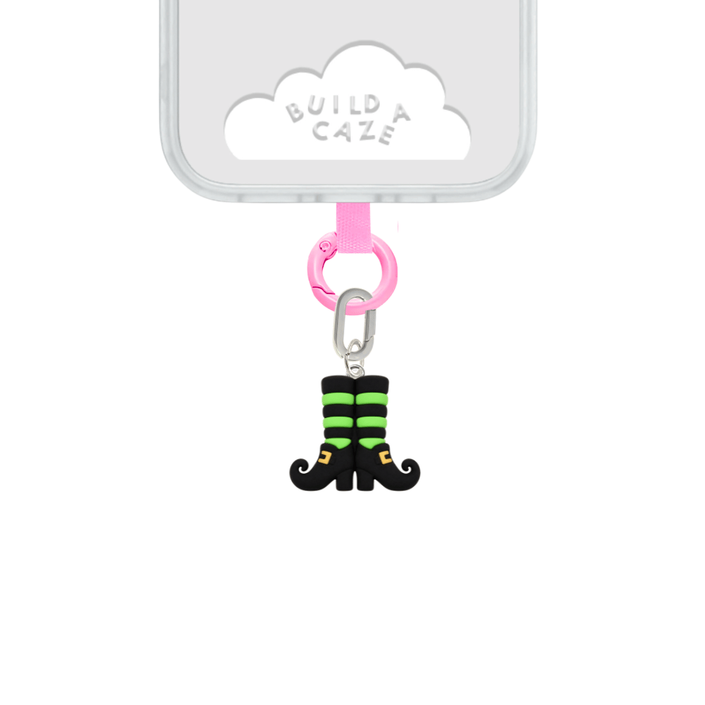Witch boots phone charm green striped design Build A Caze