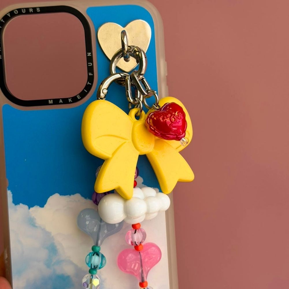 Red iridescent heart phone charm phone charms that clip on case Build A Caze