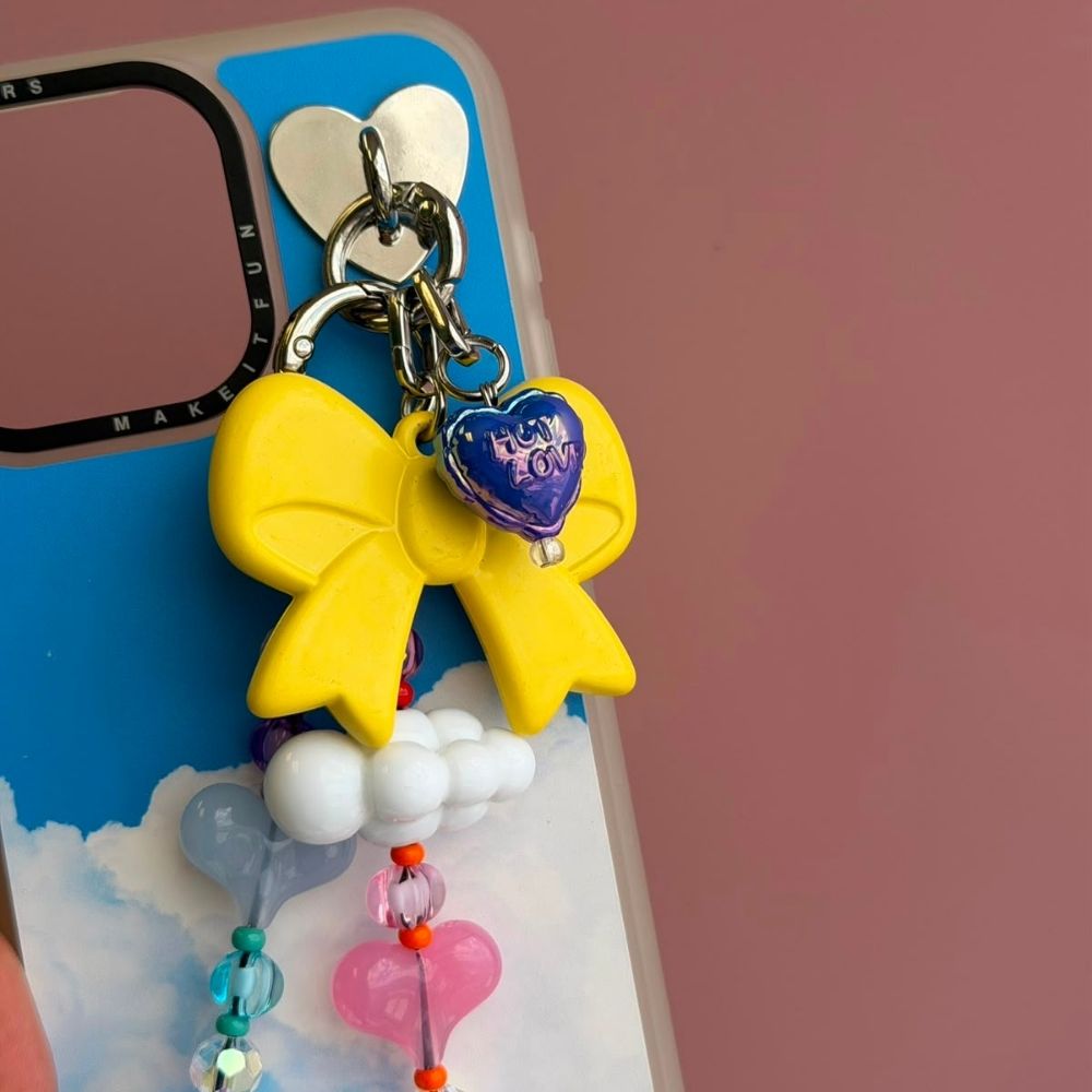 Blue iridescent heart phone charm phone charms that clip on case Build A Caze