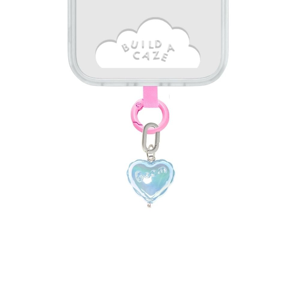 Sky blue iridescent heart cell phone charm cute phone charms for women Build A Caze