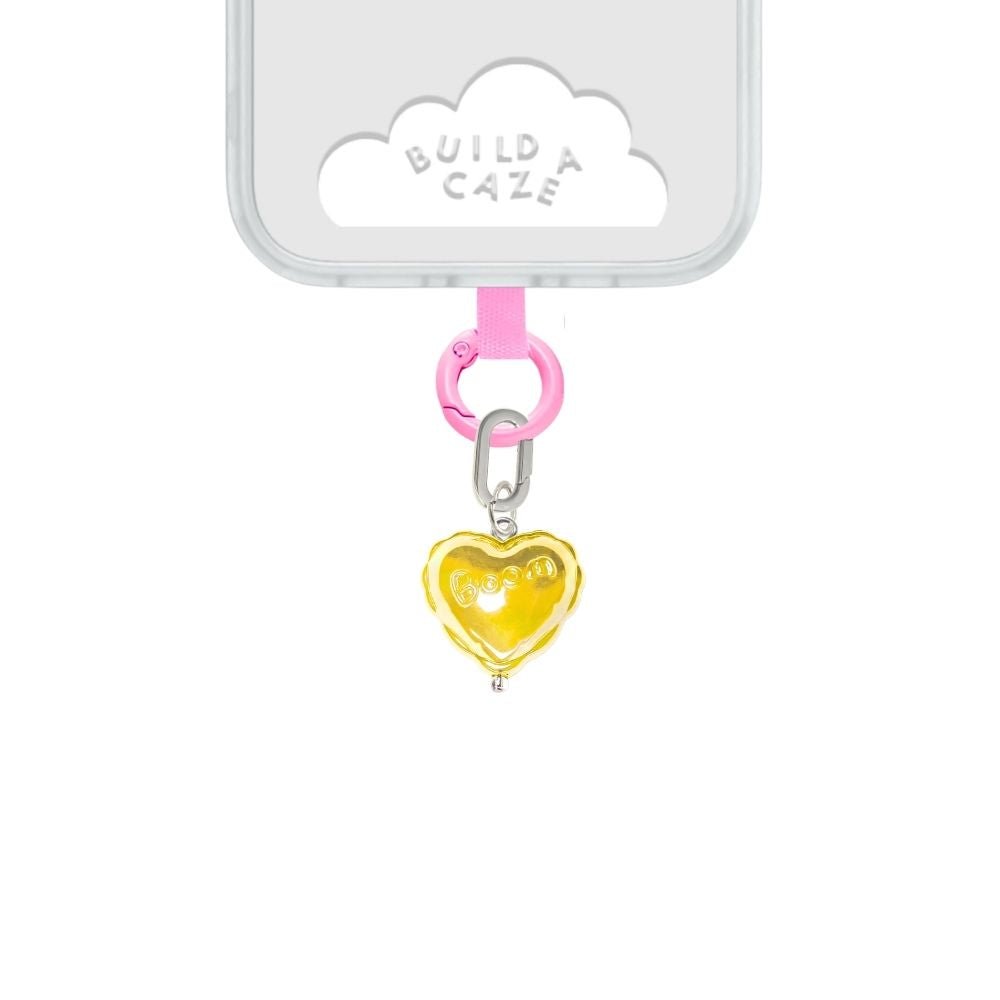 Yellow iridescent heart cell phone charm cute phone charms for women Build A Caze